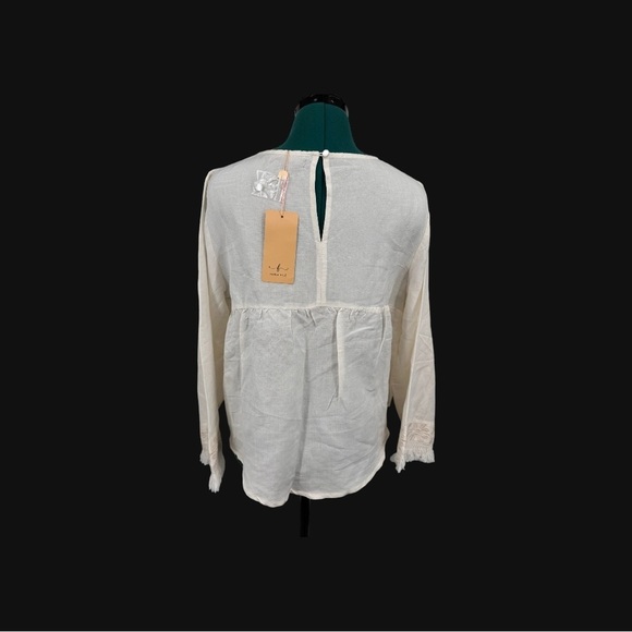 Maria Filo Long Sleeve Peasant Embroidered Linen Blend Blouse NWT. - Picture 6 of 11
